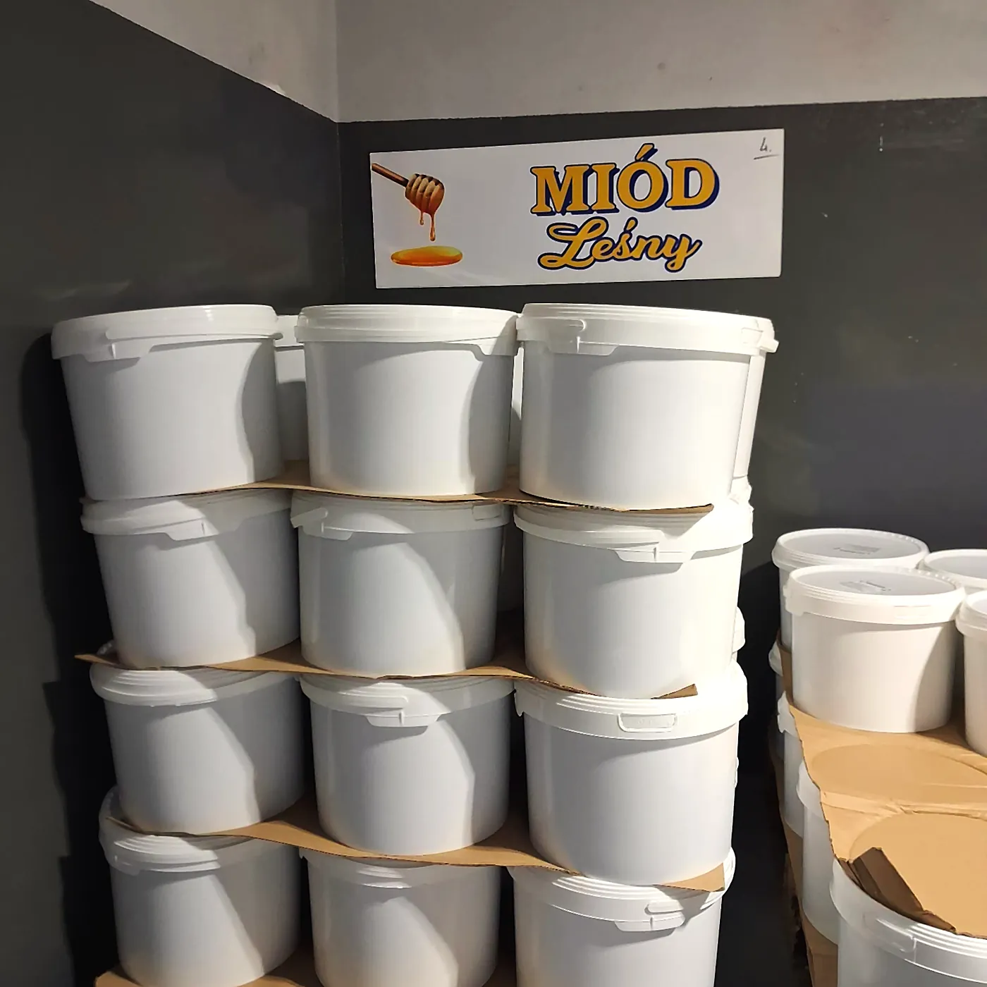 Miód nektarowo-spadziowy (leśny) w wiadrach – magazyn Medowia, Opole